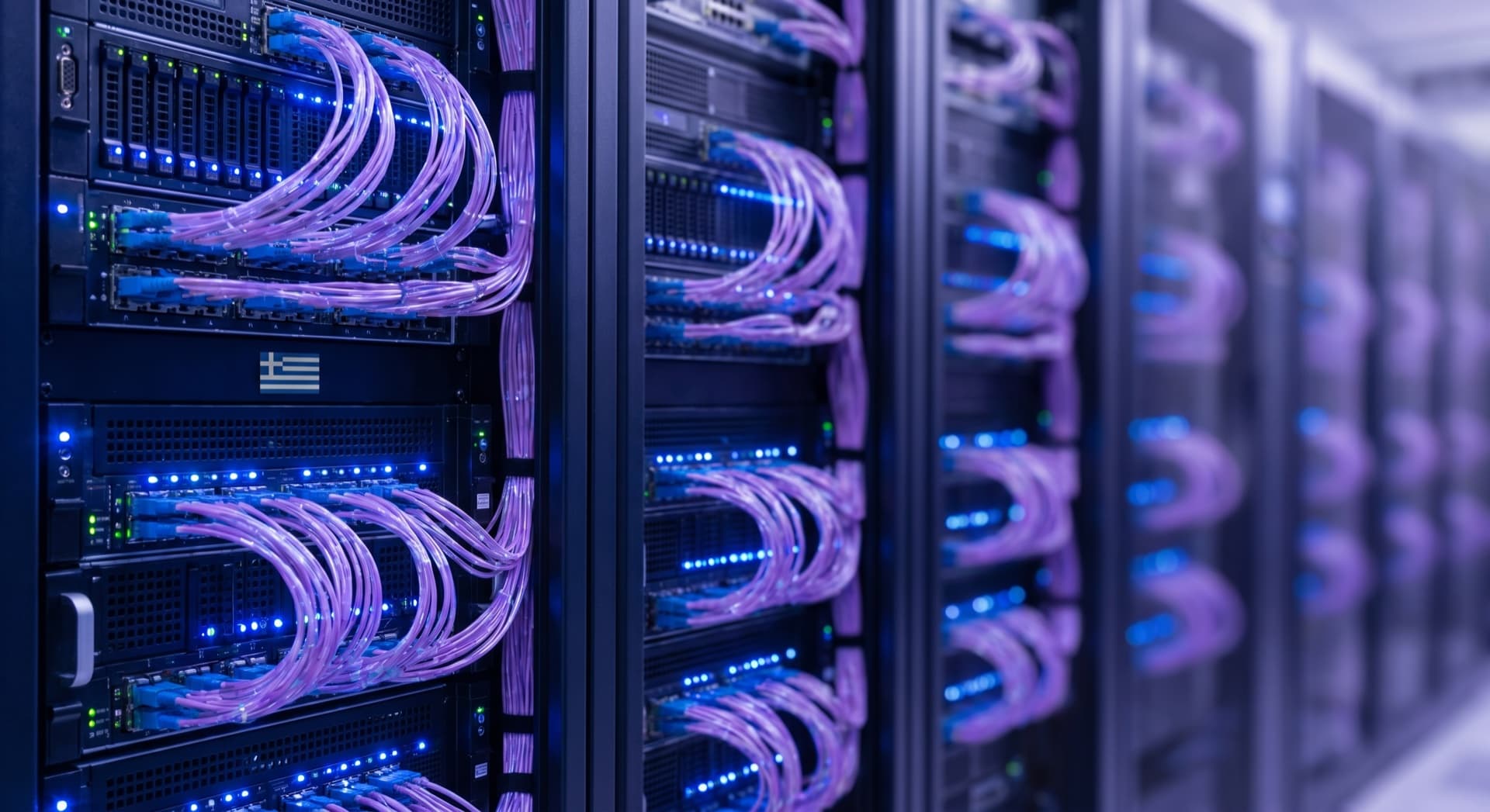 Modern data center server room representing professional hosting infrastructure