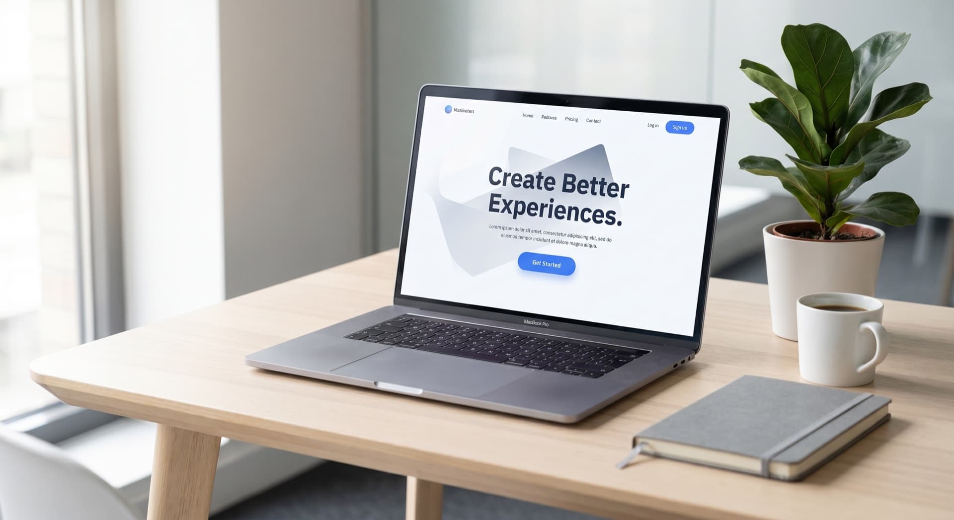 Laptop με landing page mockup και prominent CTA button